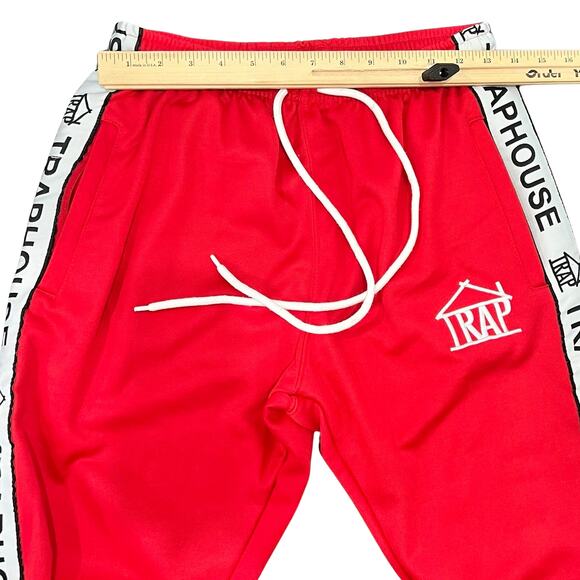 Trap House Red White Sweatpants Track Pants size S Streetwear Athleisure Unisex - Picture 5 of 13